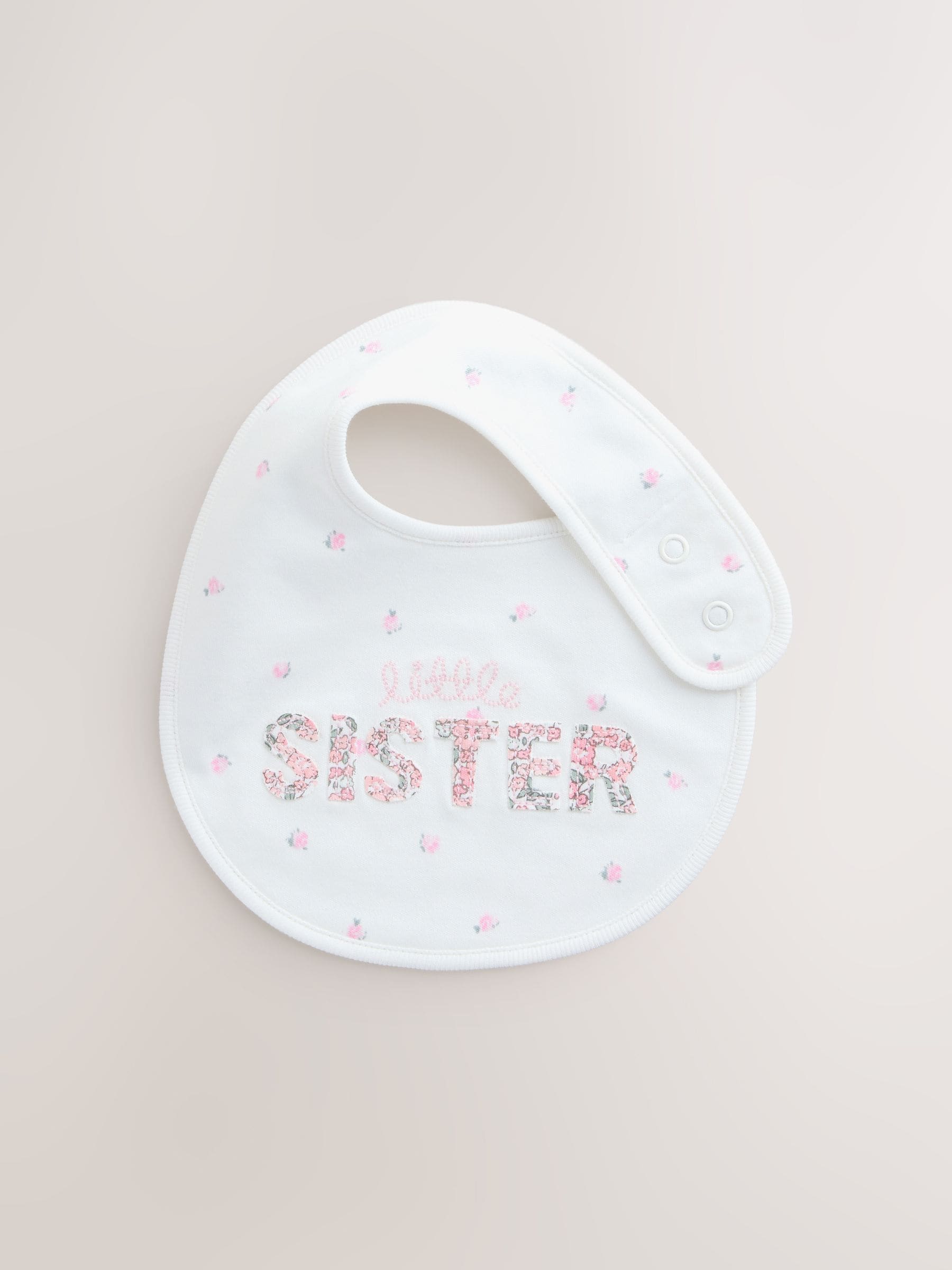 Sister Family pink and white baby bibs 2 pack - British product