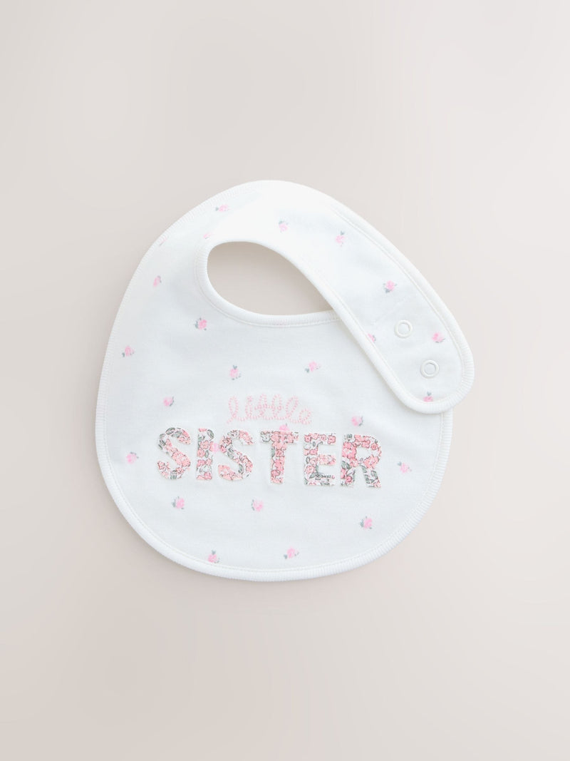 Sister Family pink and white baby bibs 2 pack - British product