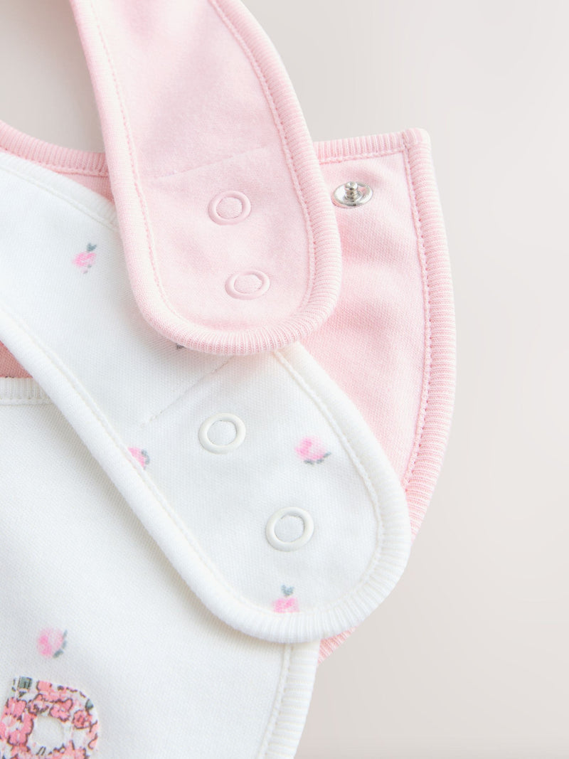 Sister Family pink and white baby bibs 2 pack - British product