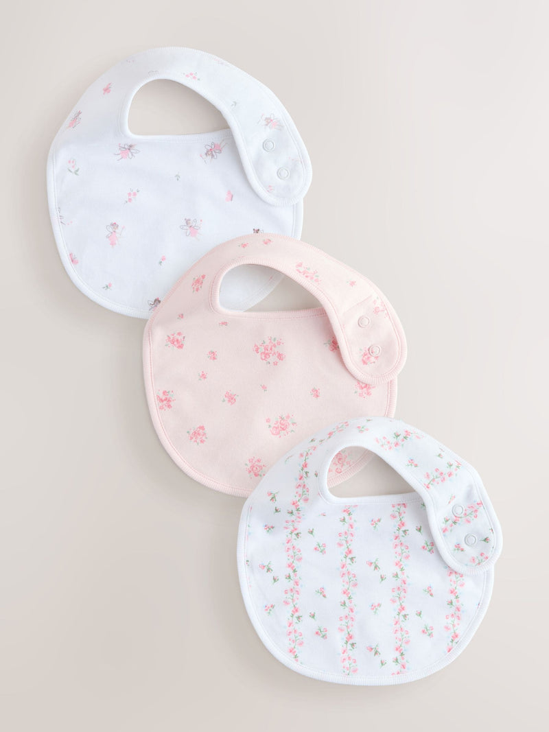 Baby bibs 3 pack pink and white - British product