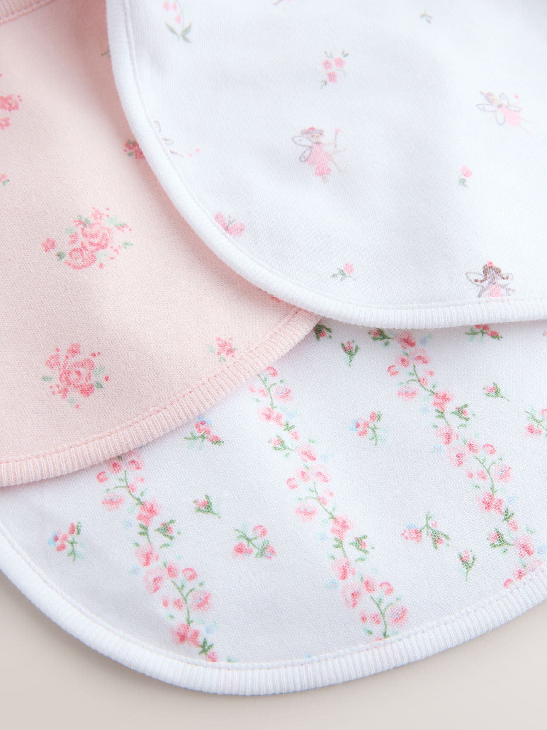 Baby bibs 3 pack pink and white - British product
