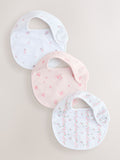 Baby bibs 3 pack pink and white - British product
