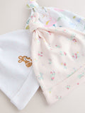 Pink tie top baby beanie 3 pack (0-12mths), imported from the UK
