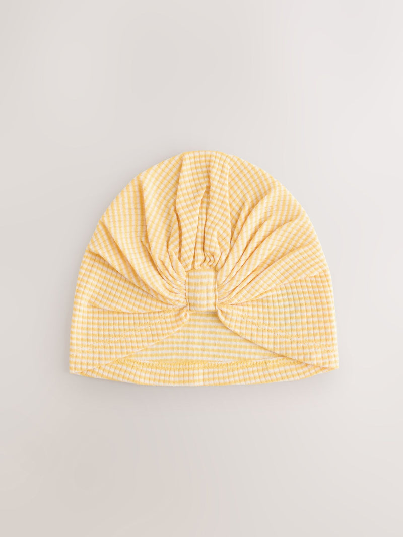 Yellow baby turban and dribble bib set 4-piece (British brand)