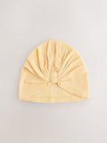 Yellow baby turban and dribble bib set 4-piece (British brand)