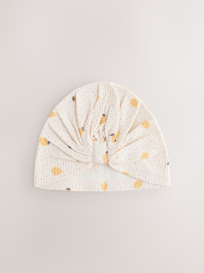 Yellow baby turban and dribble bib set 4-piece (British brand)