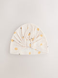 Yellow baby turban and dribble bib set 4-piece (British brand)
