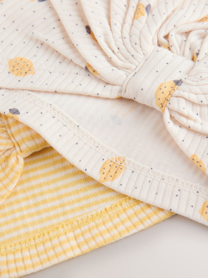 Yellow baby turban and dribble bib set 4-piece (British brand)