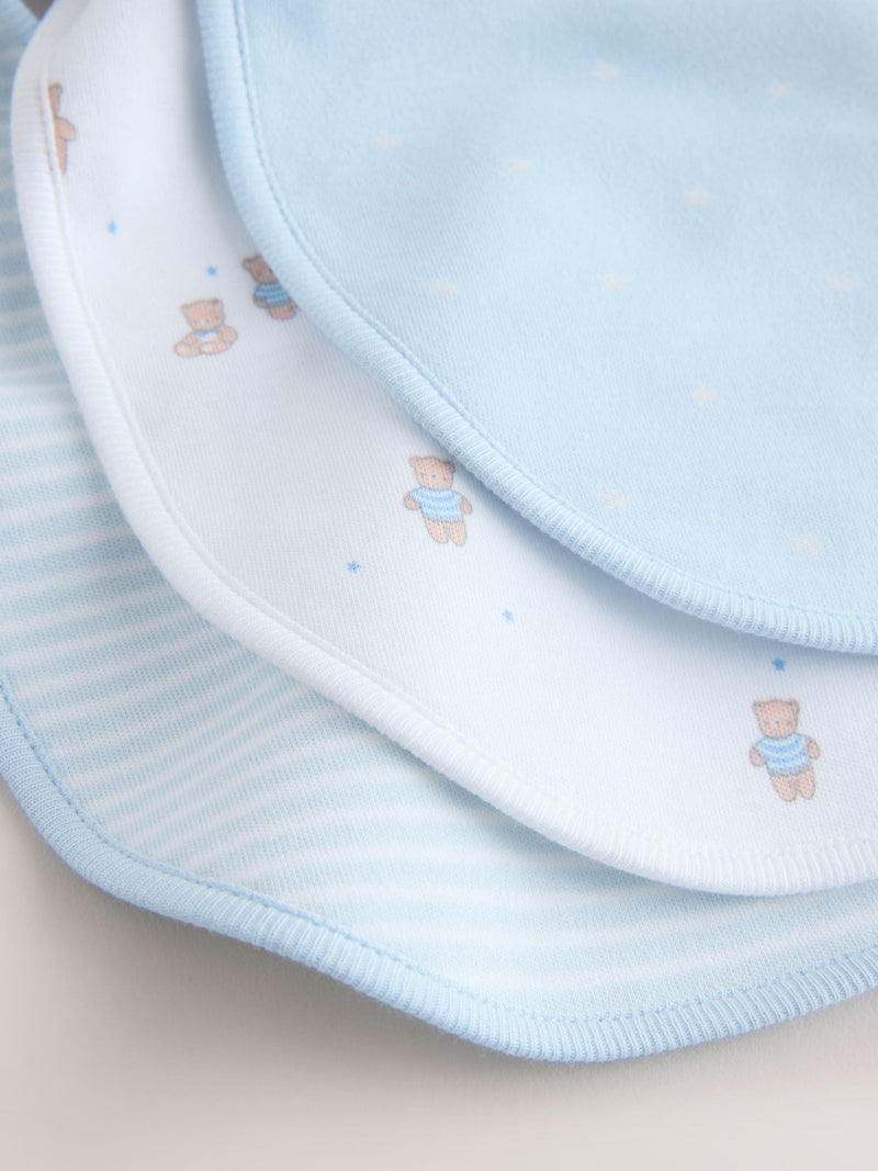 Blue baby bibs 3 pack of cotton, imported from the UK