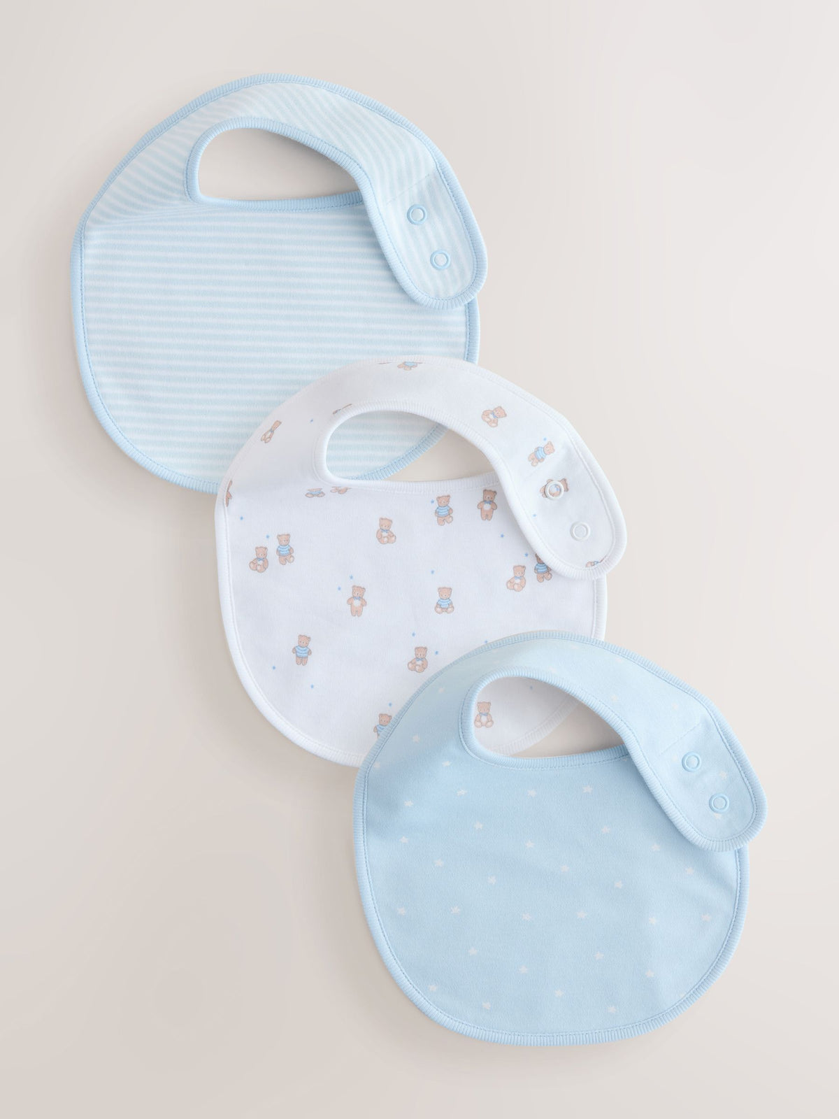 Blue baby bibs 3 pack of cotton, imported from the UK