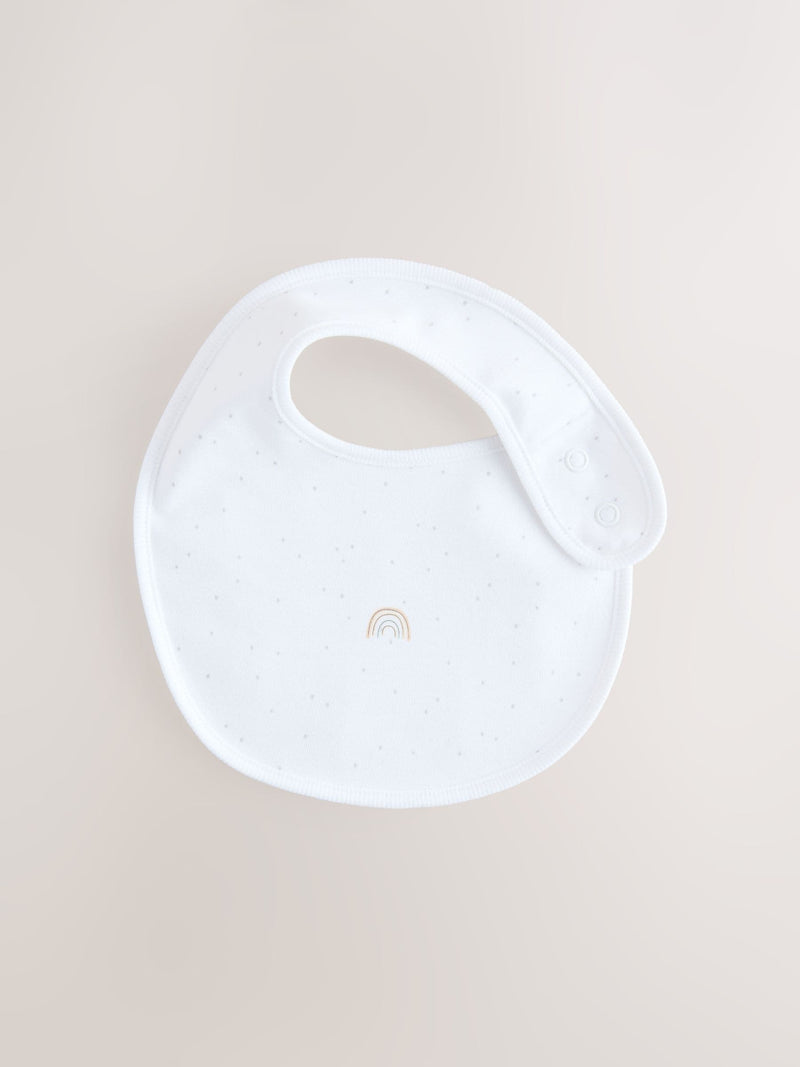 White baby bibs 5 pack, imported from the UK