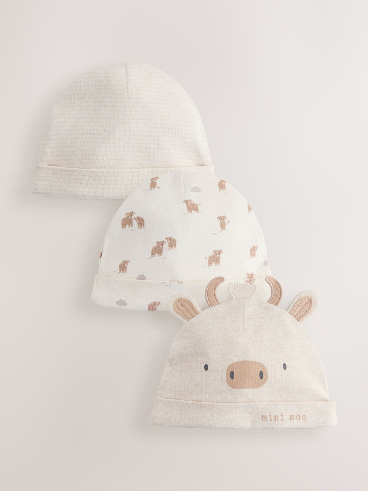 Hamish baby beanies 3 pack neutral 0-12 months, UK version