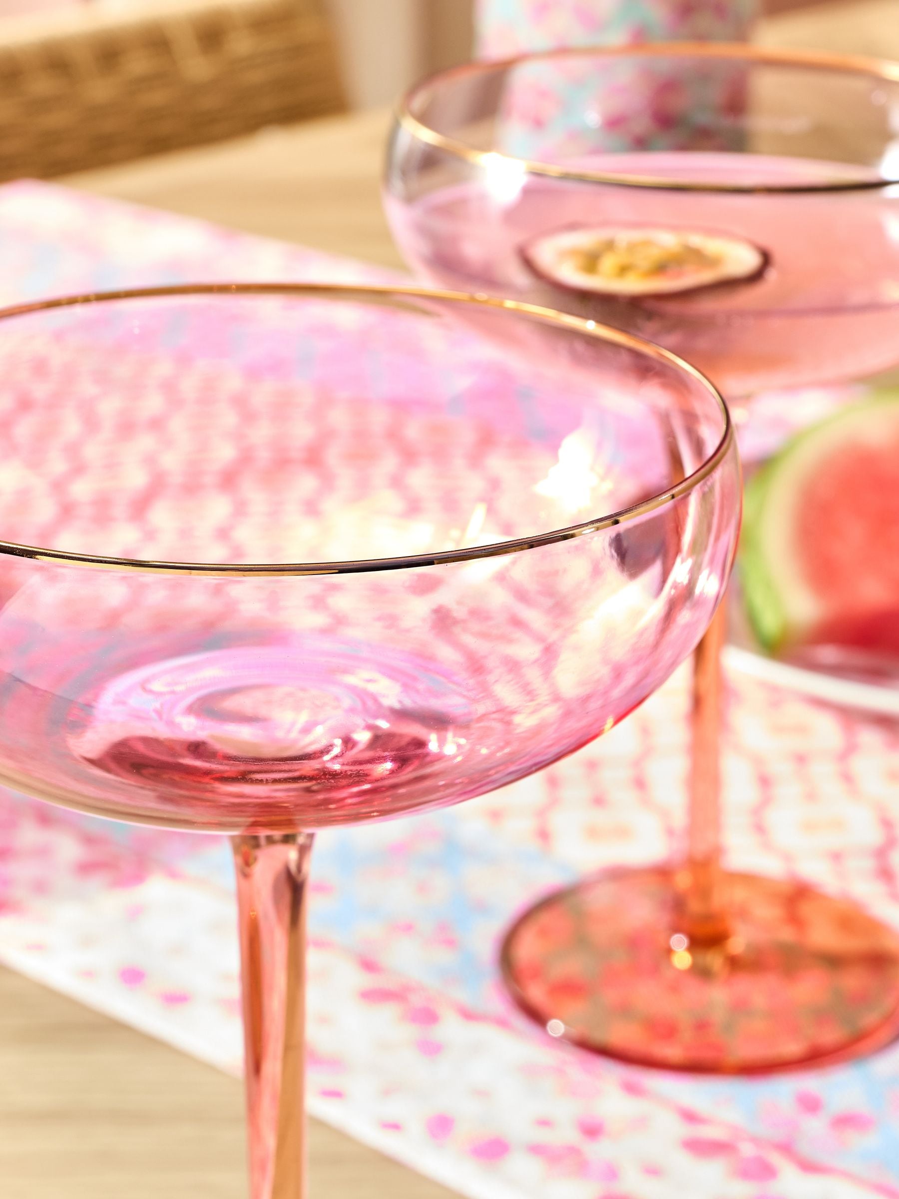 Pink purple tinted cocktail glasses set of 2, UK version