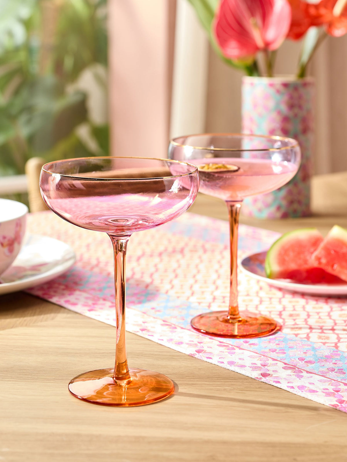 Pink purple tinted cocktail glasses set of 2, UK version