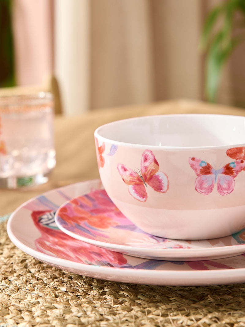 Pink floral dinner set 12 piece porcelain (British brand)