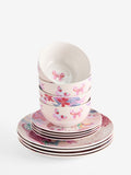 Pink floral dinner set 12 piece porcelain (British brand)
