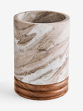 Natural N marble and wood utensil pot - British product
