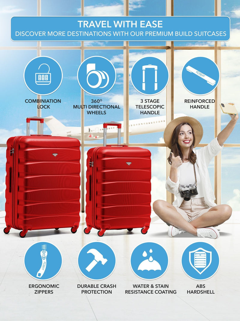 Flight Knight red hardcase suitcase set medium large - British product