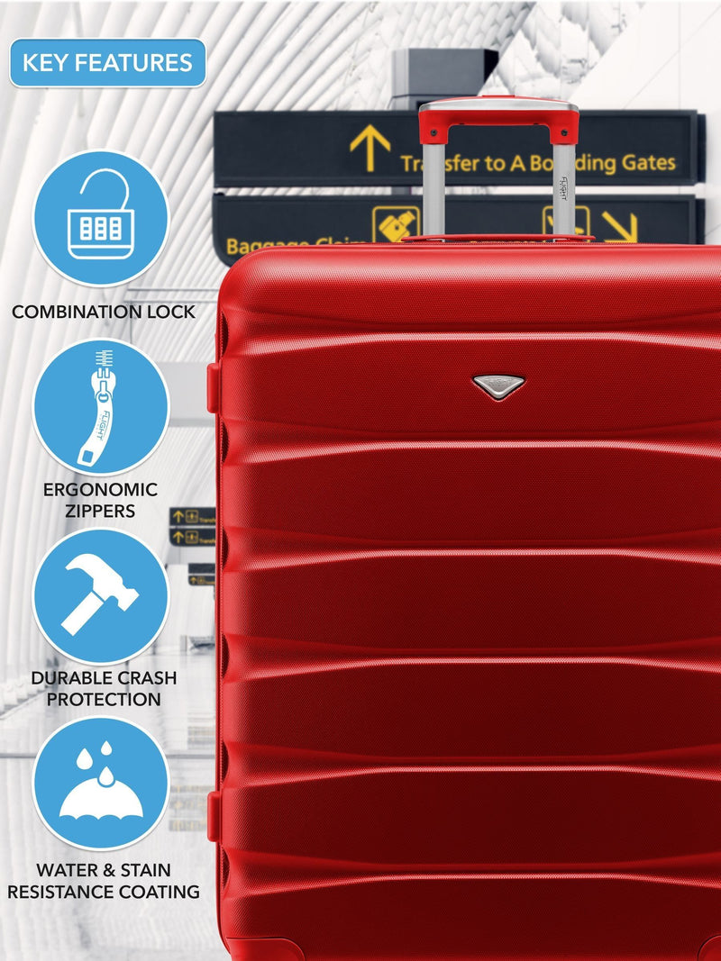 Flight Knight red hardcase suitcase set medium large - British product