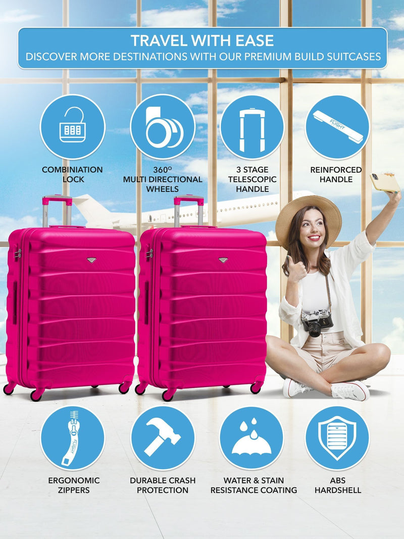 Flight Knight pink hardcase luggage set of 2, imported from the UK
