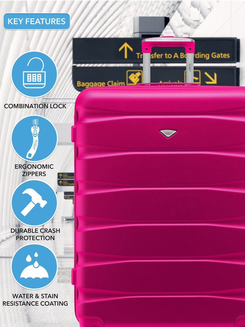 Flight Knight pink hardcase luggage set of 2, imported from the UK