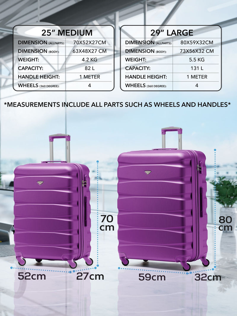 Flight Knight purple hardcase travel suitcases set of 2, imported from the UK