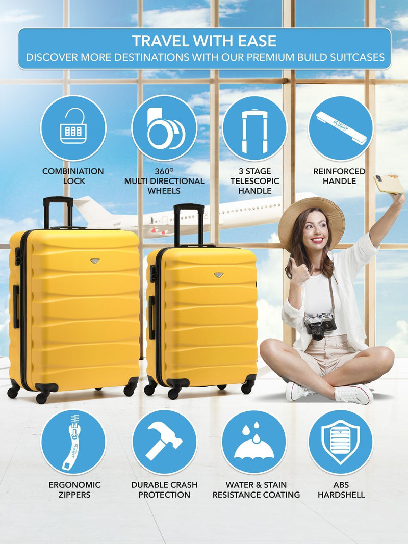 Flight Knight yellow luggage set medium and large - British product