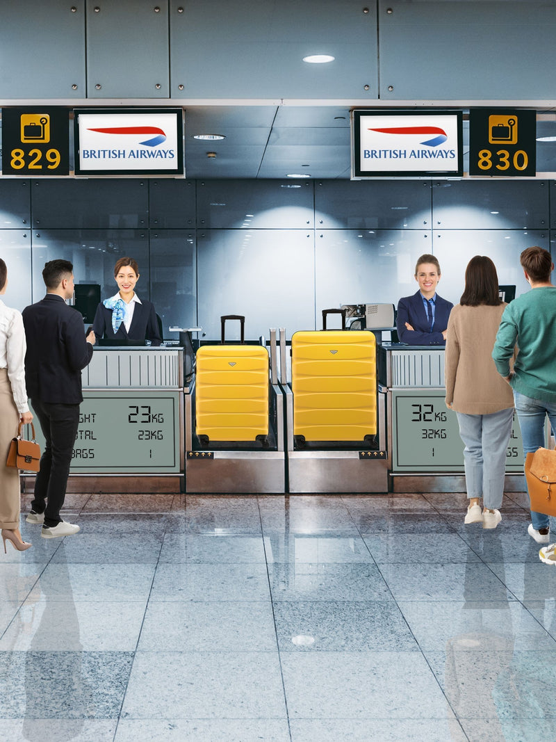 Flight Knight yellow luggage set medium and large - British product
