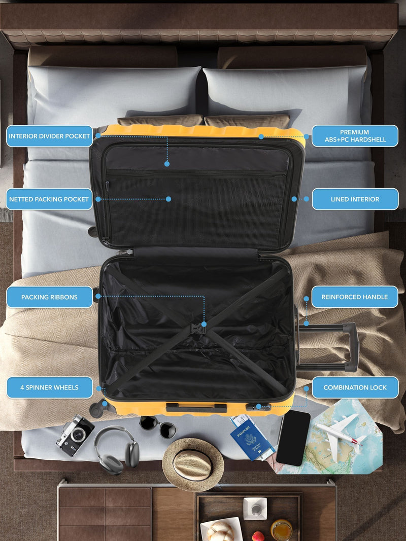 Flight Knight yellow luggage set medium and large - British product