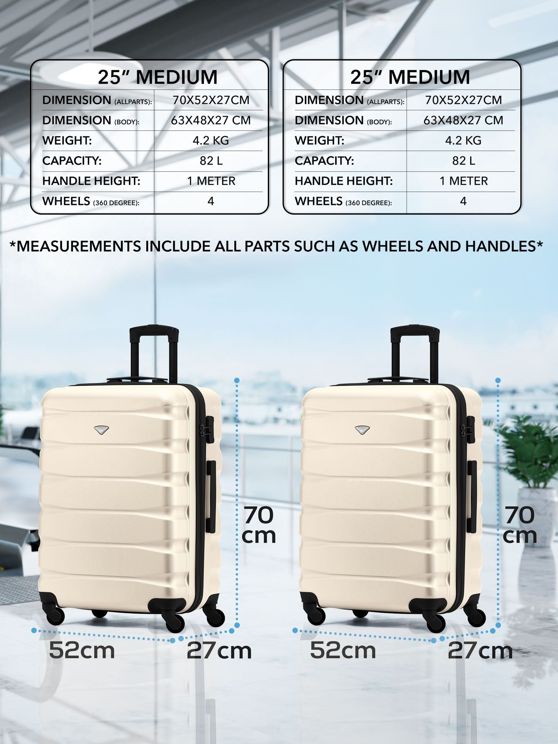 Flight Knight medium cream check-in suitcase (British brand)
