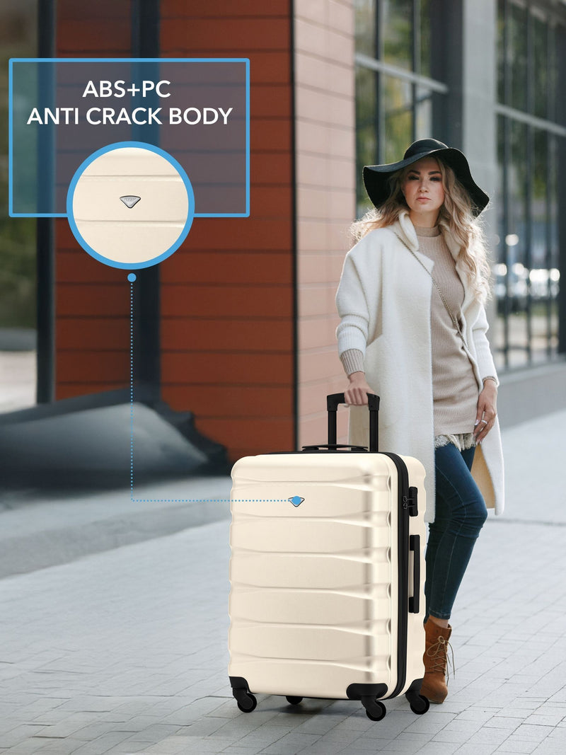 Flight Knight medium cream check-in suitcase (British brand)