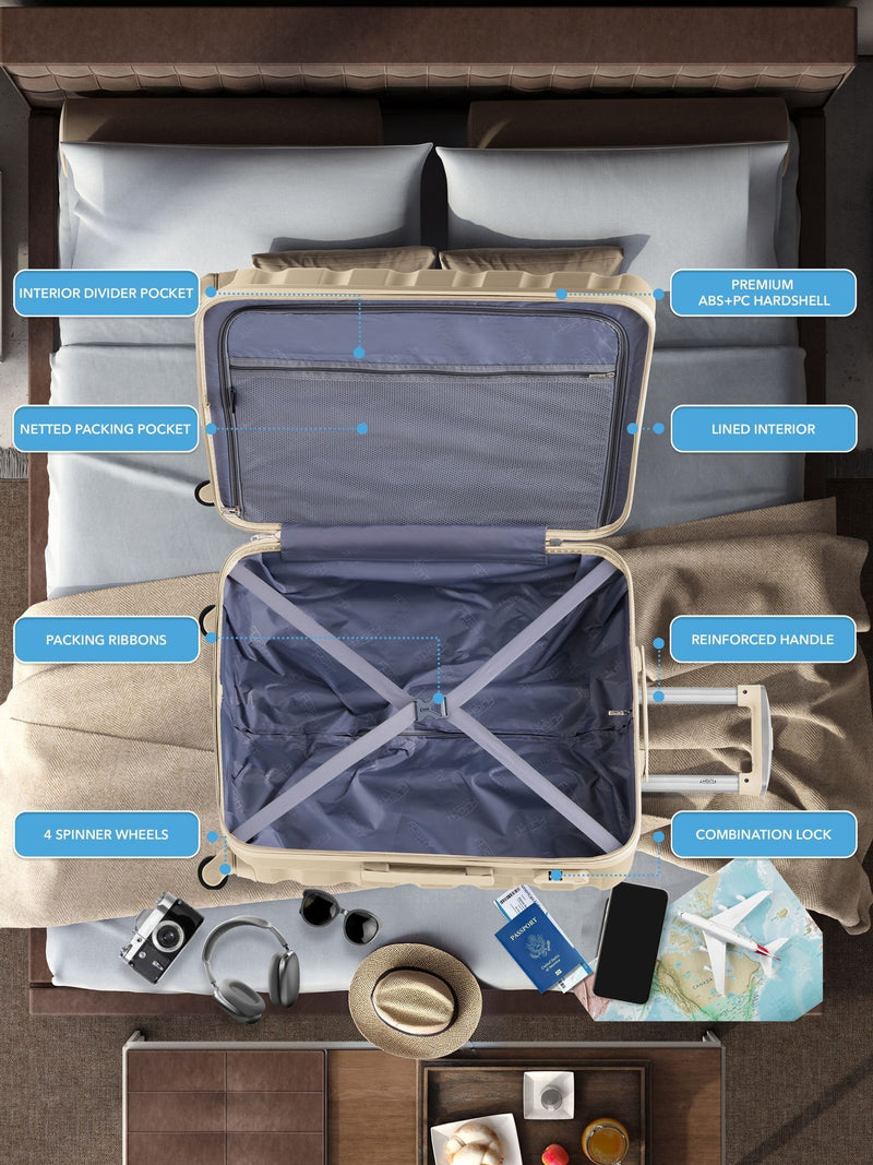 Flight Knight travel suitcases nude set of 2, imported from the UK