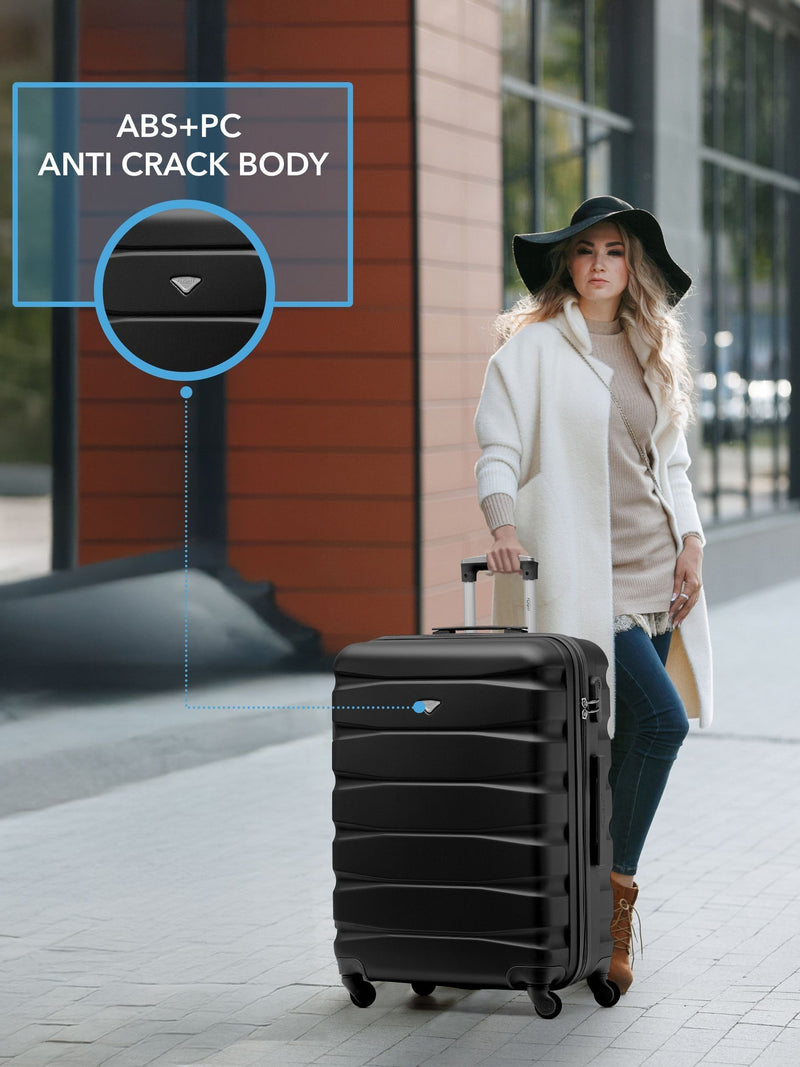 Flight Knight black cabin and medium suitcase set, imported from the UK