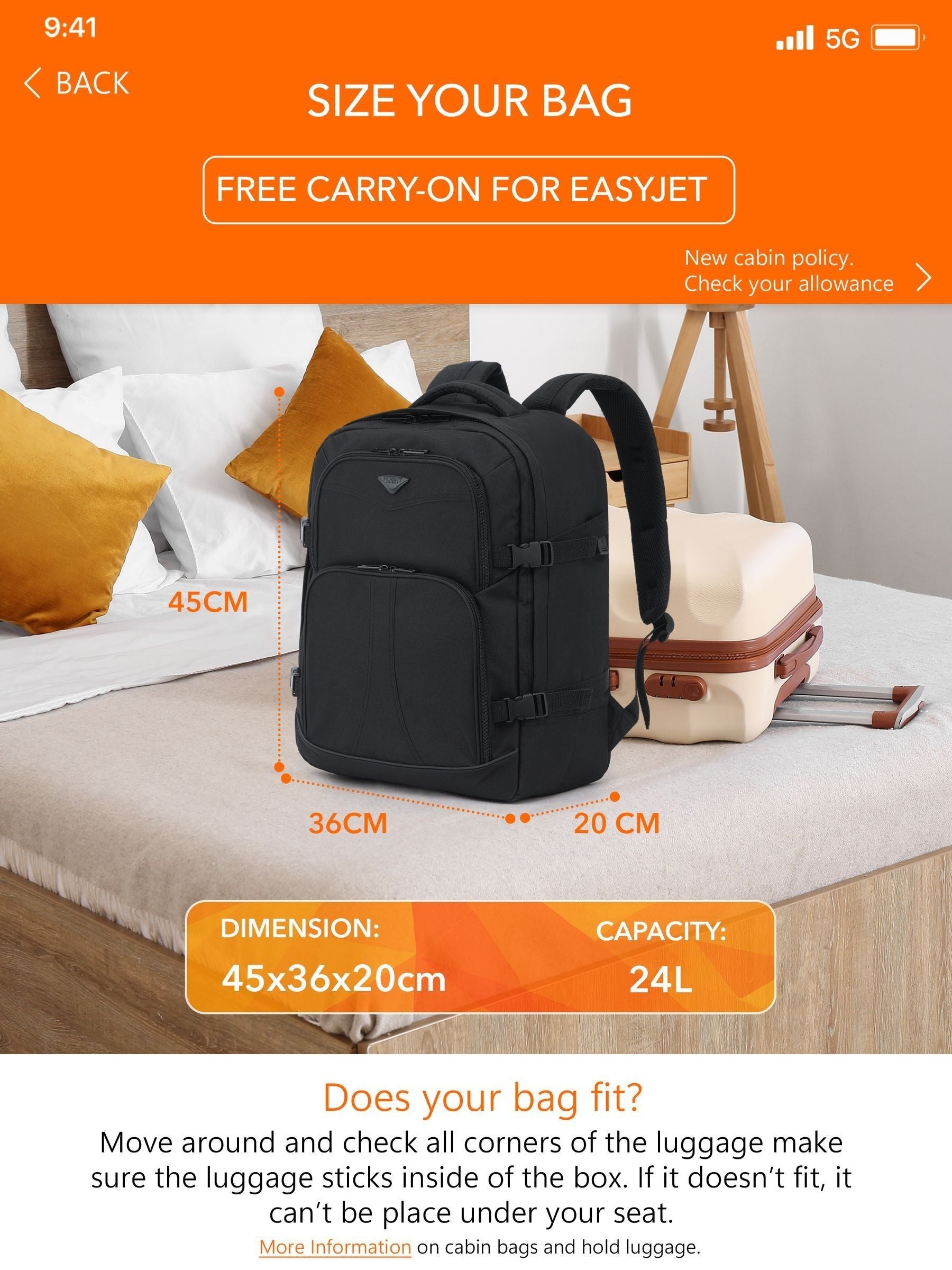 Flight Knight grey carry-on rucksack 32L - British product