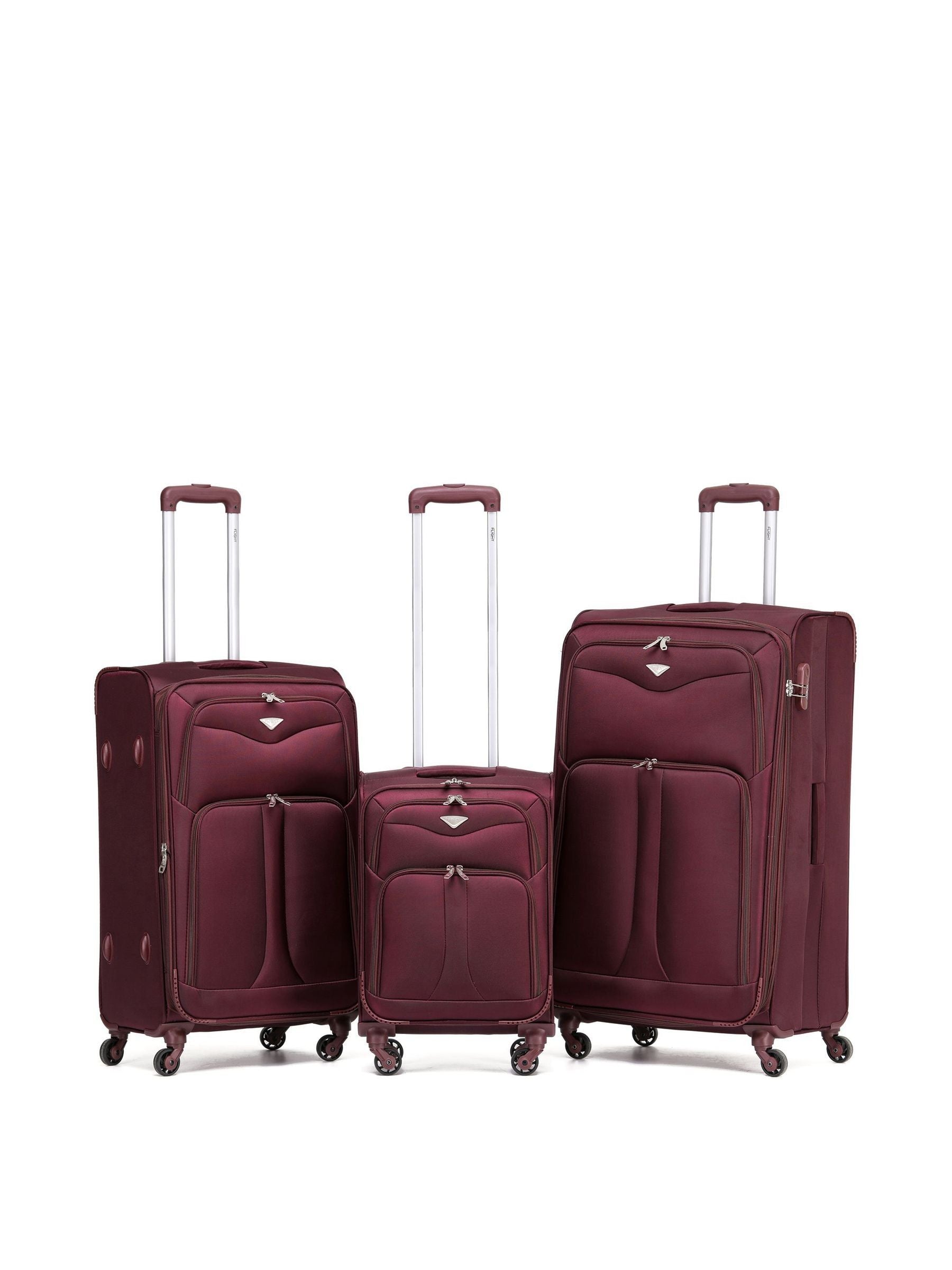 Flight Knight purple soft case luggage set of 3, imported from the UK