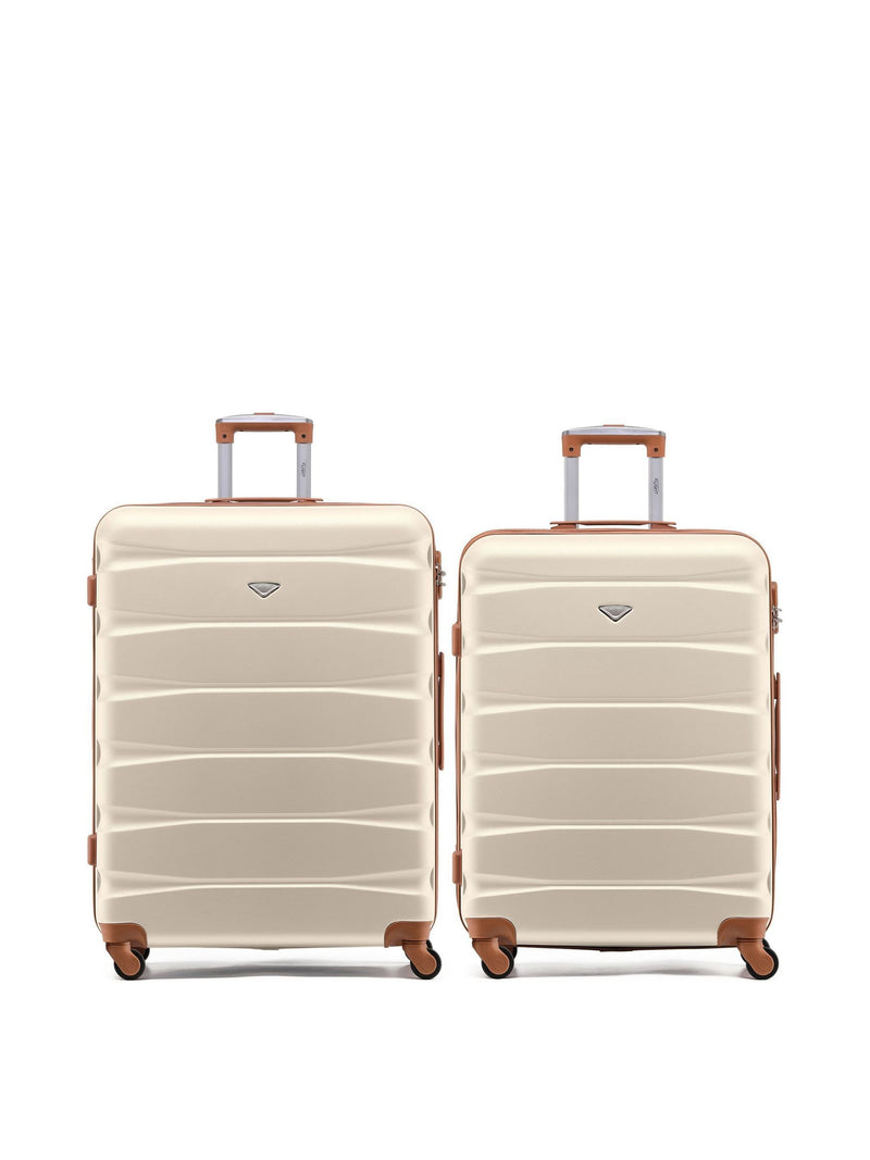 Flight Knight cream hardcase suitcases set of two, imported from the UK