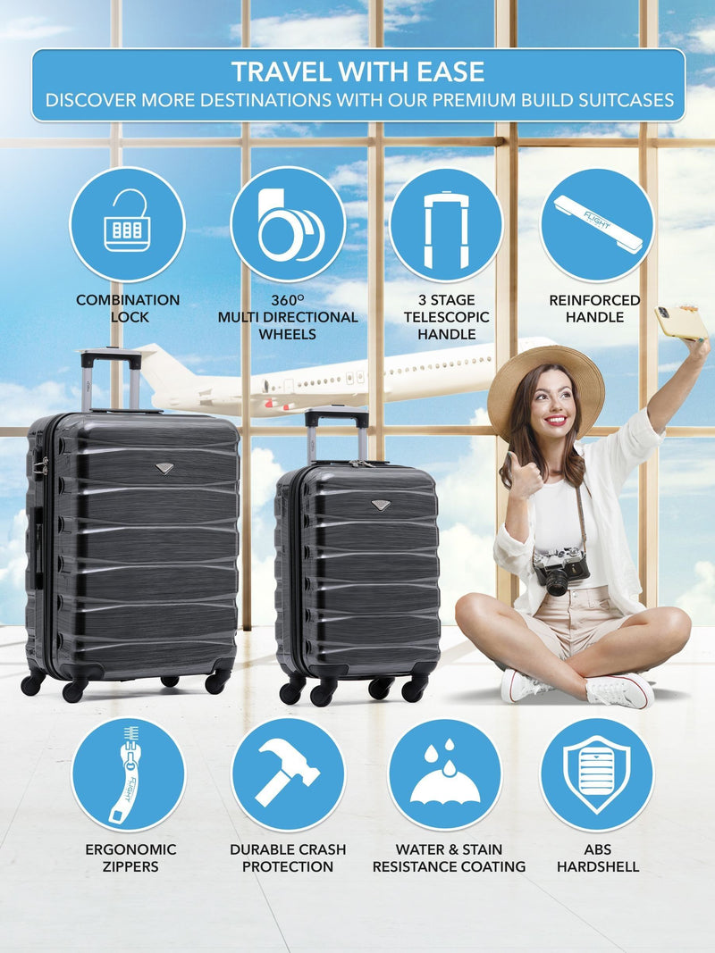 Flight Knight 2-piece hardcase suitcase set grey - British product