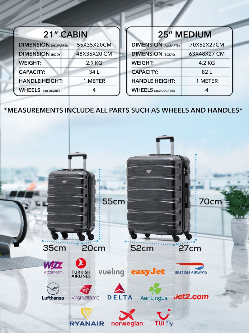 Flight Knight 2-piece hardcase suitcase set grey - British product