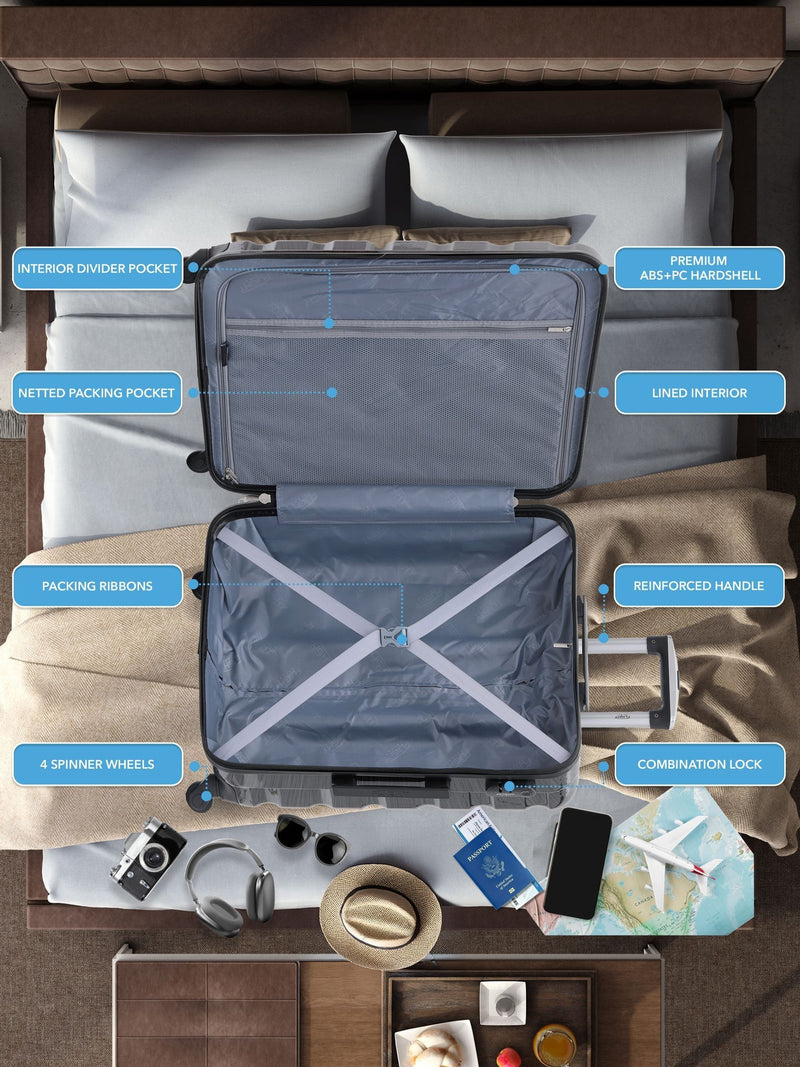 Flight Knight 2-piece hardcase suitcase set grey - British product