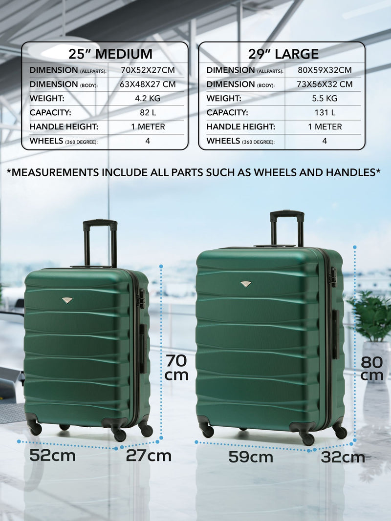 Flight Knight green luggage set medium and large, imported from the UK