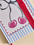 Cream blue stripe love heart print A5 notebook - British product