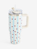 Love heart print stainless steel water bottle 900ml, UK version