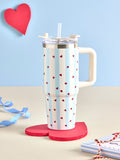 Love heart print stainless steel water bottle 900ml, UK version