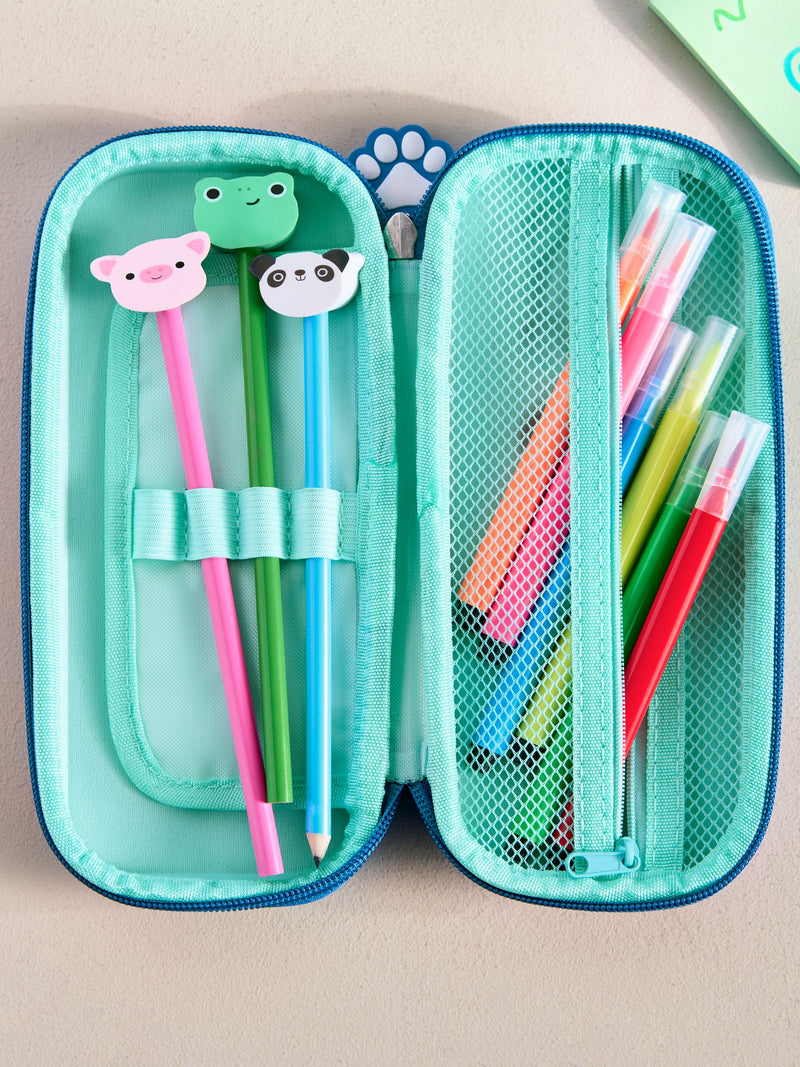 Cute animals pencil case set with frog panda tiger, imported from the UK