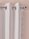 Pink wave edge gingham eyelet blackout curtains, imported from the UK