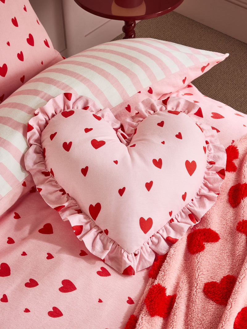 Pink and Red Ruffle Hearts Cushion, UK version