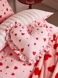 Pink and Red Ruffle Hearts Cushion, UK version