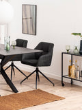 Actona Black Seaford Metal Serving Trolley with Glass Top