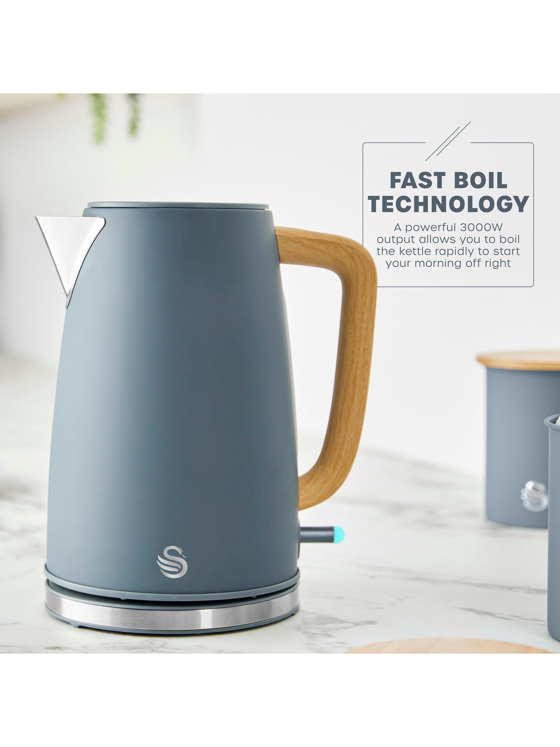 Swan Grey Fjord kettle 1.7 litres, imported from the UK