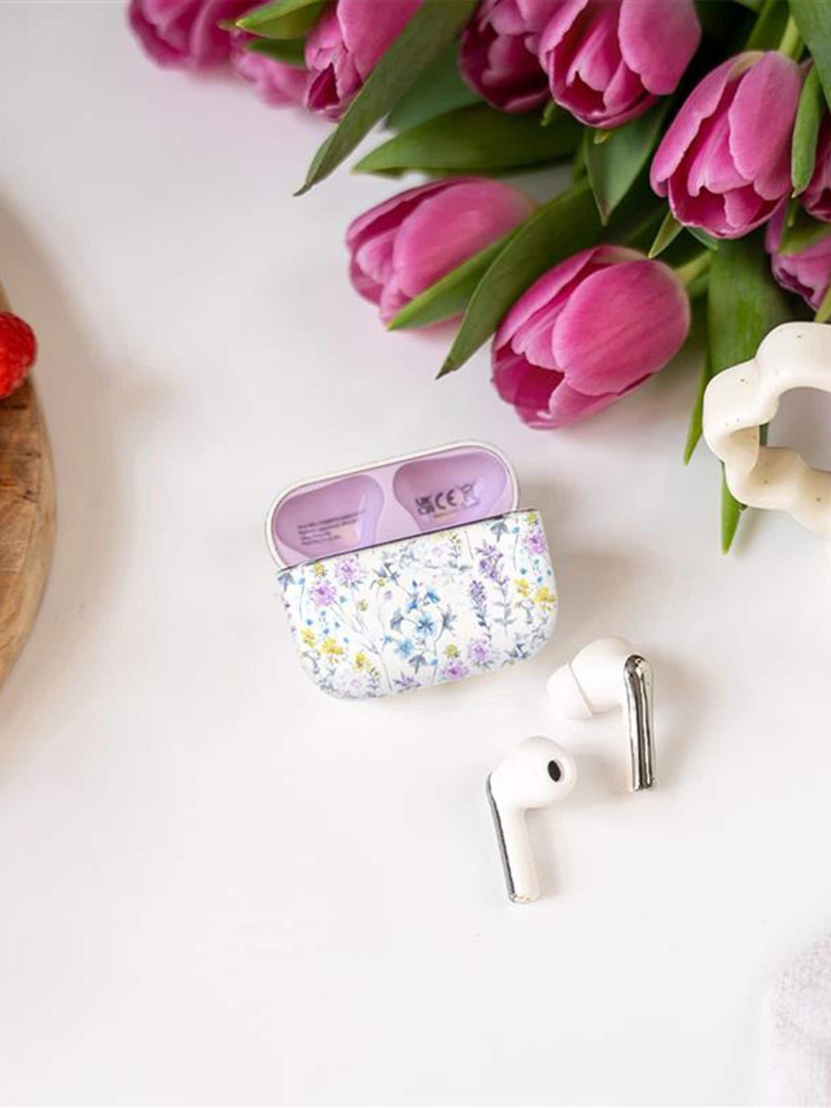 Laura Ashley Wild Meadow Skylark wireless earbuds, imported from the UK